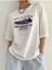 Blacksokak Kadın Beyaz Age Of Steam Baskılı Oversize Bisiklet Yaka Tshirt 1