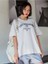 Kadın Beyaz Siyah The Sunshine Baskılı Oversize Bisiklet Yaka Tshirt 4