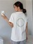 Blacksokak Kadın Beyaz Zones Comfort Baskılı Oversize Bisiklet Yaka Tshirt 1