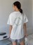 Blacksokak Kadın Beyaz Zones Comfort Baskılı Oversize Bisiklet Yaka Tshirt 2