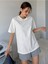 Blacksokak Kadın Beyaz Zones Comfort Baskılı Oversize Bisiklet Yaka Tshirt 3