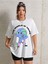 Kadın Beyaz World Bisiklet Yaka Tshirt 1