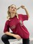 Blacksokak Kadın Bordo Begoberg Baskılı Oversize Bisiklet Yaka Tshirt 1