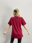 Blacksokak Kadın Bordo Begoberg Baskılı Oversize Bisiklet Yaka Tshirt 4