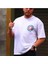 Blacksokak Erkek Beyaz Roar Courage Baskılı Oversize Bisiklet Yaka Tshirt 2