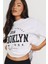 Blacksokak Kadın Beyaz Usa Brooklyn Göğüs Baskılı Oversize Bisiklet Yaka T-Shirt 1