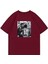 Erkek Bordo Pele Baskılı Oversize Bisiklet Yaka Tshirt 1
