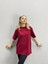 Blacksokak Kadın Bordo Super Baskılı Oversize Bisiklet Yaka Tshirt 3