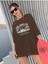 Blacksokak Kadın Kahverengi Los Angeles Oversize Bisiklet Yaka Tshirt 1