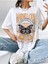 Blacksokak Kadın Beyaz West Coats Baskılı Oversize Bisiklet Yaka Tshirt 1