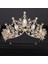 Gümüş Rengi Düğün Tacı Gelin Başlığı Altın Gümüş Renk Rhinestone Kristal Diadem Kraliçe Taç Prenses Tiaras Düğün Saç Takı (Yurt Dışından) 1