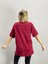 Blacksokak Kadın Bordo New Rochelle Baskılı Oversize Bisiklet Yaka Tshirt 3