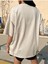 Kadın Ekru Original Vintage Raw Baskılı Oversize Bisiklet Yaka Tshirt 2