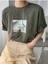 Blacksokak Kadın Haki Çiçek Baskılı Oversize Bisiklet Yaka Tshirt 1