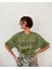 Kadın Haki Passage Baskılı Oversize Bisiklet Yaka Tshirt 1