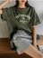 Kadın Haki The Sunshine Baskılı Oversize Bisiklet Yaka Tshirt 1