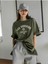 Kadın Haki The Sunshine Baskılı Oversize Bisiklet Yaka Tshirt 2