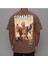 Blacksokak Erkek Kahverengi Common Baskılı Oversize Bisiklet Yaka Tshirt 1