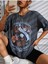 Blacksokak Kadın Gri 98 Musıc Cıty Oversize Bisiklet Yaka Tshirt 1