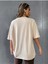 Kadın Kahverengi Baskılı 1898 Brooklyn New York Bej Oversize Bisiklet Yaka T-Shirt 2