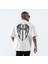 Blacksokak Kadın Beyaz Yıldızlı Melek Kanadı Baskılı Bisiklet Yaka Tshirt 1