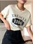 Blacksokak Kadın Krem Treacly 1806 Baskılı Oversize Bisiklet Yaka Tshirt 1