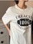 Blacksokak Kadın Krem Treacly 1806 Baskılı Oversize Bisiklet Yaka Tshirt 3