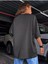Blacksokak Kadın Koyu Gri Kaplan Baskılı Oversize Bisiklet Yaka T-Shirt 2