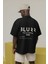 Blacksokak Erkek Siyah Blurr Baskılı Oversize Bisiklet Yaka Tshirt 1