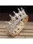 Altın Yeşili Kristal Vintage Kraliyet Kraliçe Kral Tiaras ve Taçlar Menwomen Pageant Balo Diadem Saç Süsler Düğün Saç Takı Aksesuarları (Yurt Dışından) 3