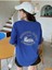 Blacksokak Kadın Mavi Beautıful Baskılı Oversize Bisiklet Yaka Tshirt 2
