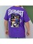 Blacksokak Erkek Mor Evelast Baskılı Oversize Bisiklet Yaka Tshirt 1