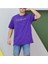 Blacksokak Erkek Mor Evelast Baskılı Oversize Bisiklet Yaka Tshirt 2