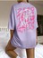 Blacksokak Kadın Lila Zero Bug Games Baskılı Oversize Bisiklet Yaka Tshirt 2