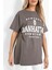 Blacksokak Kadın Koyu Gri Manhattan Baskılı Oversize Bisiklet Yaka T-Shirt 2
