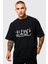 Blacksokak Erkek Siyah Alemci Katlamalı Baskılı Oversize T-Shirt 1