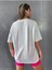 Kadın Pembe Baskılı 1898 Brooklyn New York Beyaz Oversize Bisiklet Yaka T-Shirt 2