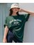 Blacksokak Kadın Yeşil Old School Baskılı Oversize Bisiklet Yaka Tshirt 1