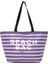 Lila Çizgili Beach Bag Baskılı Plaj Çantası 1