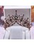 Stil M Barok Siyah Kristal Büyük Yuvarlak Gelin Tiaras Taçlar Pageant Balo Diadem Taklidi Peçe Tiara Kafa Bandı Düğün Saç Aksesuarları (Yurt Dışından) 1