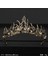 Saf Altın Rengi Vintage Barok Kraliçe Tiara Düğün Taç Gelin Diadem Altın Kristal Rhinestone Kafa Takı Başlığı Düğün Saç Aksesuarları (Yurt Dışından) 4