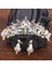 Altın Rengi Düğün Taç Gelin Kraliçe Tiara Küpe Seti ile Rhinestone Kristal Tiaras Gelin Taç Hairwear Lüks Takı Aksesuarları (Yurt Dışından) 1