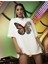 Kadın Beyaz Kelebek Baskılı Oversize Tshirt 1