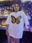 Kadın Beyaz Kelebek Baskılı Oversize Tshirt 2