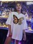 Kadın Beyaz Kelebek Baskılı Oversize Tshirt 4