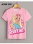 Kadın Pembe Barbie Bebek Baskılı Oversize Bisiklet Yaka Tişört 1