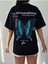 Kadın Siyah Kelebek Oversize Bisiklet Yaka Tshirt 1