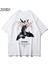 Blacksokak Erkek Beyaz Melek Baskılı Oversize Bisiklet Yaka Tshirt 1