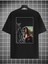 Erkek Siyah Mona Lisa Baskılı Bisiklet Yaka Tshirt 2