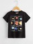 Blacksokak Erkek Çocuk Siyah Gezegenler Baskılı Oversize Bisiklet Yaka Tshirt 1